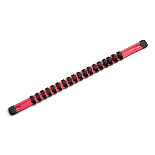 Capri Tools Aluminum Socket Rail, 3/8 in. Drive, 17 in. Long, 18 Socket Clips, Red - color: Red, size: 3/8 in. Drive