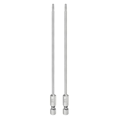 HARFINGTON 2pcs T8 Security Torx Bit 1/4" Hex Shank 6" Long S2 Steel Magnetic Tamper Resistant Star Bits Screwdriver Torx Head with Hole for Driver Drill Bits Remove Fastening Screws - size: T8