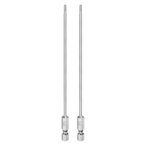 HARFINGTON 2pcs T8 Security Torx Bit 1/4" Hex Shank 6" Long S2 Steel Magnetic Tamper Resistant Star Bits Screwdriver Torx Head with Hole for Driver Drill Bits Remove Fastening Screws - size: T8
