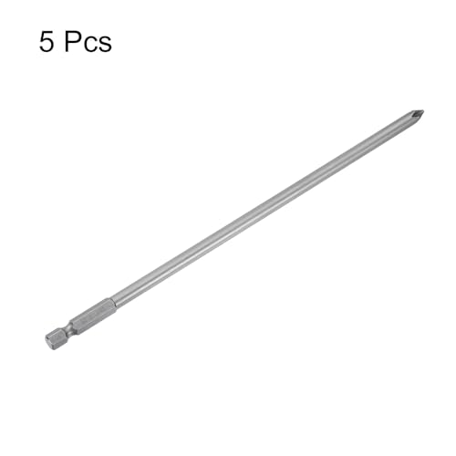 HARFINGTON 5pcs #1 Phillips Screwdriver Bit PH1 1/4" Hex Shank 8" (200mm) Long Magnetic S2 Steel Industrial Grade Screw Driver Bit Cross Head Electric Drill Bits 0.236" (6mm) Rod - size: PH1 x 200mm x 6mm