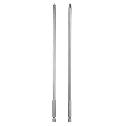 HARFINGTON 2pcs #2 Phillips Screwdriver Bit PH2 1/4" Hex Shank 10" (250mm) Long Magnetic S2 Steel Industrial Grade Screw Driver Bit Cross Head Electric Drill Bits 0.236" (6mm) Rod - size: PH2 x 250mm x 6mm