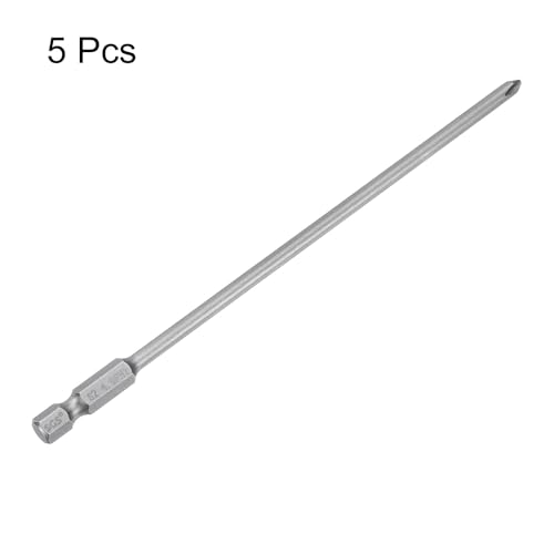 HARFINGTON 5pcs #1 Phillips Screwdriver Bit PH1 1/4" Hex Shank 6" (150mm) Long Magnetic S2 Steel Industrial Grade Screw Driver Bit Cross Head Electric Drill Bits 0.157" (4mm) Rod - size: PH1 x 150mm x 4mm