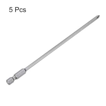 HARFINGTON 5pcs #1 Phillips Screwdriver Bit PH1 1/4" Hex Shank 6" (150mm) Long Magnetic S2 Steel Industrial Grade Screw Driver Bit Cross Head Electric Drill Bits 0.157" (4mm) Rod - size: PH1 x 150mm x 4mm