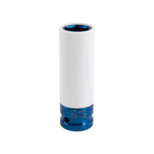 1/2" Drive 17 mm Lug Nut Impact Socket, CR-MO Thin Wall Deep Lug Nut Socket, Non-Marring Wheel Rim Protector Sleeve, Auto Tire Repair Maintenance Accessories (17MM) - size: 17MM