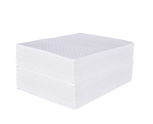 PONO 100 Pcs Oil Absorbent Pads, 15x20 in White Heavy Weight Oil-Only Absorbent Pad,Used for Oil Spill Cleaning in Garage Workshop, Reusable, Washable, Durable - size: 100Pcs, 15"X20"