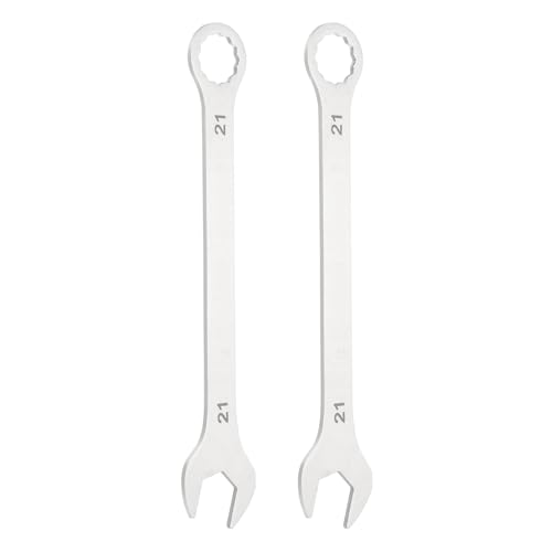 HARFINGTON 2Pcs Super Thin Combination Wrench 21mm Metric 12-Point Box and Open End Stainless Steel Double Ended Spanner Tool for Automotive Pipe Furniture Machinery DIY Repair, Silver - size: 21mm