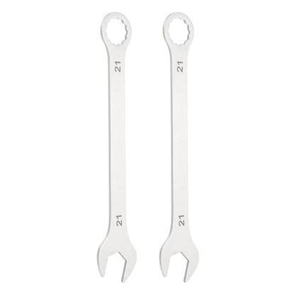HARFINGTON 2Pcs Super Thin Combination Wrench 21mm Metric 12-Point Box and Open End Stainless Steel Double Ended Spanner Tool for Automotive Pipe Furniture Machinery DIY Repair, Silver - size: 21mm