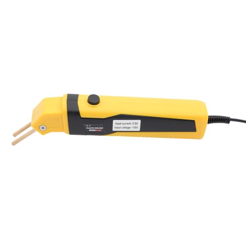 2 in 1 Plastic Welder Kit 100W Hot Stapler for Bumper Repair 800°F (Yellow) | Car Bumpers Kayaks Toolboxes Welding Repair Kit, Includes 400 Staples, Mesh, Rods, Smoother, Brush - color: Yellow