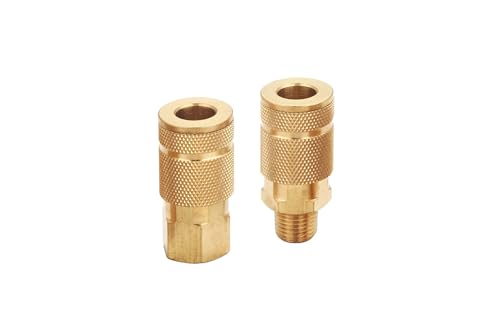 Coupler and Plug Kit (7 Piece), Automotive Type C, 1/4 Inch NPT, Solid Brass Quick Connect Air Fittings Set - size: Coupler and Plug Kit 7 Piece