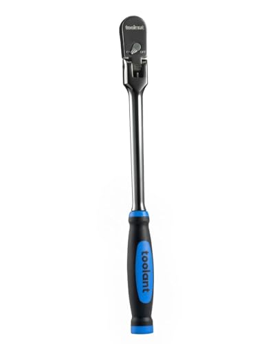 toolant 3/8" Drive Flex Head Ratchet Wrenches with Blue Rubber Handle, 90 Tooth Compact Flex Head Socket Ratchet Wrench, 12 Inch Length - size: 3/8"-12inch(Blue Handle), style: Flex-head Ratchet