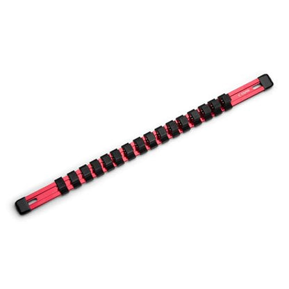 Capri Tools Aluminum Socket Rail, 1/2 in. Drive, 17 in. Long, 16 Socket Clips, Red - color: Red, size: 1/2 in. Drive