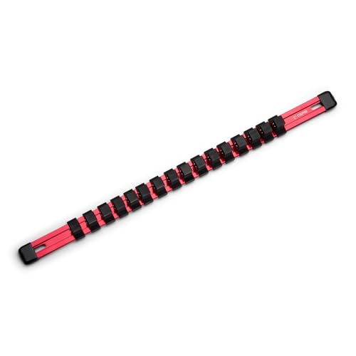 Capri Tools Aluminum Socket Rail, 1/2 in. Drive, 17 in. Long, 16 Socket Clips, Red - color: Red, size: 1/2 in. Drive