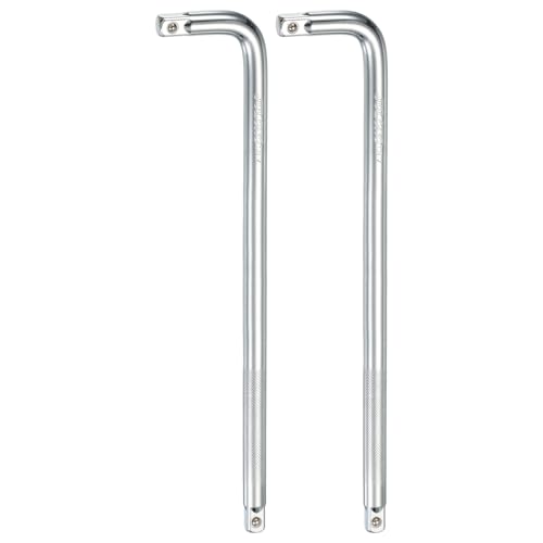 HARFINGTON 2 Pcs Socket Breaker Bar 1/2" Drive 24" Long 50BV30 Alloy Steel L-Shape Extension Bar Axle Nut Socket Wrench Hand Tool for Car Mechanical Equipment Repair, Silver - size: 1/2"x24"