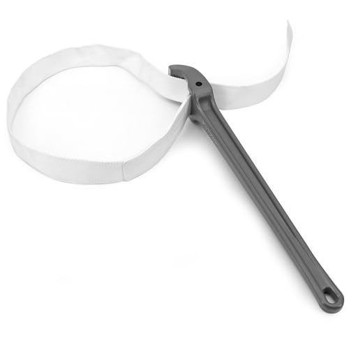18 Inch Strap Wrench, Aluminum Handle w/ 48" Long Nylon Strap for 12” Max OD Capacity – Heavy-Duty Oil Filter Wrench for Round, Slippery, Odd-Shaped Objects