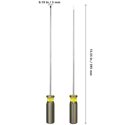 6 Pcs Long Screwdriver Set, 15.5 Inches Long Slotted Screwdriver and Phillips Screwdriver, Magnetic Long Skinny Screwdrivers with Cushioned Handle