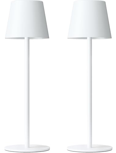 Kakanuo White Cordless Table Lamp Rechargeable - 2 Pack 5000mAH Battery Operated Lamp for Table, 3 Color Stepless Dimming Wireless Lamp for Kitchen Counter, Touch Control - color: White, size: 2 Pack 14in - Down Light