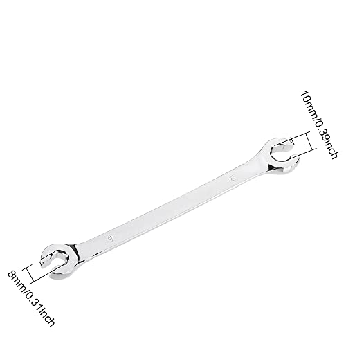 Flare Nut Wrench, 8mmx10mm Metric Double Open End, High Carbon Steel and Chrome Plating, for Household Maintenance and General Repairs - size: 8x10mm 1pcs
