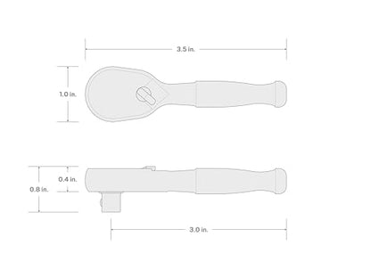 TEKTON 1/4 Inch Drive x 3 Inch Stubby Ratchet | SRH01003 - size: 1/4 Inch Drive x 3 Inch Non-QR, style: Non-Quick-Release