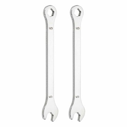 HARFINGTON 2Pcs Mini Super Thin Combination Wrench 5mm Metric 6-Point Box and Open End Stainless Steel Double Ended Spanner Tool for Automotive Pipe Furniture Machinery DIY Repair, Silver - size: 5mm