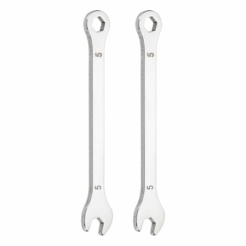 HARFINGTON 2Pcs Mini Super Thin Combination Wrench 5mm Metric 6-Point Box and Open End Stainless Steel Double Ended Spanner Tool for Automotive Pipe Furniture Machinery DIY Repair, Silver - size: 5mm