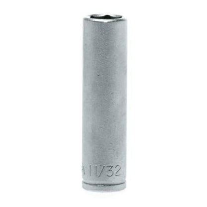 Teng Tools 11/32 Inch 6 Point SAE Deep 1/4 Inch Drive Chrome Vanadium Socket | Mechanic Tool | Hand Tool - M140211-C - size: 11/32 Inch, style: Deep SAE
