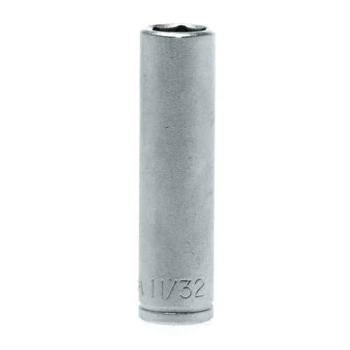 Teng Tools 11/32 Inch 6 Point SAE Deep 1/4 Inch Drive Chrome Vanadium Socket | Mechanic Tool | Hand Tool - M140211-C - size: 11/32 Inch, style: Deep SAE