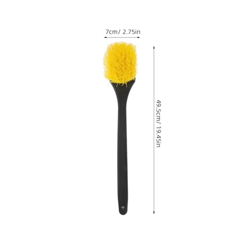 Long Handle Car Tire Brush with Heavy Duty Stiff Bristles for Wheel and Rim Cleaning Ergonomic Grip Car Wash Detailing Tool