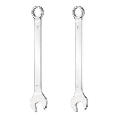 HARFINGTON 2Pcs Combination Wrench 13mm Metric 12-Point Box and Open End 45# Carbon Steel Double Ended Spanner Tool for Automotive Pipe Furniture Machinery DIY Repair, Silver White - size: 13mm