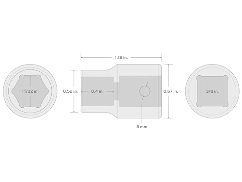 TEKTON 3/8 Inch Drive x 11/32 Inch Shallow 6-Point Impact Socket | SID12009 - size: 11/32-Inch, style: Shallow