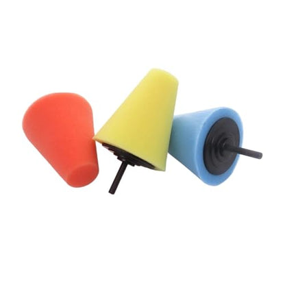 Car Polishing Pad Buffing Foam Sponge Cone Polisher Buffer Automotive Waxing Kit for Wheel Hub Headlight(Brown) - color: Brown