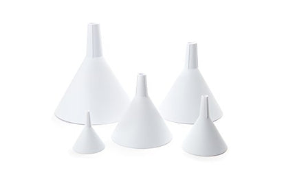 Fox Run All Purpose Plastic Funnel, Set of 5, White, Mini, Small, Medium, Large