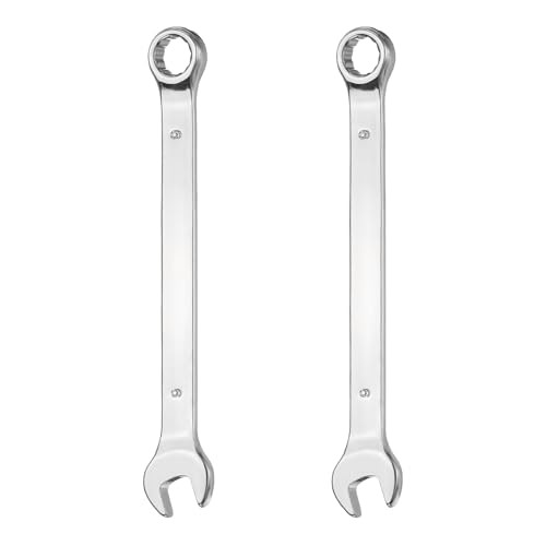 HARFINGTON 2Pcs Combination Wrench 9mm Metric 12-Point Box and Open End 45# Carbon Steel Double Ended Spanner Tool for Automotive Pipe Furniture Machinery DIY Repair, Silver White - size: 9mm