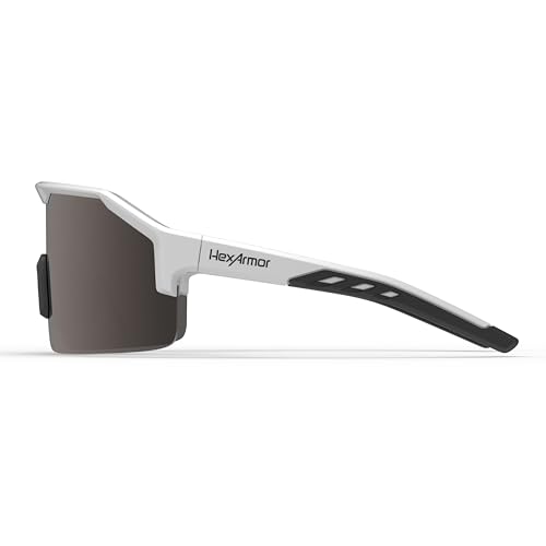 HexArmor Shockwave Safety Work Glasses | ANSI Z87+, 100% UV Protection, Anti-Fog or Scratch Resistant, Polarized - color: Black and White Frame