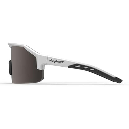 HexArmor Shockwave Safety Work Glasses | ANSI Z87+, 100% UV Protection, Anti-Fog or Scratch Resistant, Polarized - color: Black and White Frame