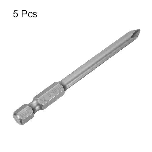 HARFINGTON 5pcs #1 Phillips Screwdriver Bit PH1 1/4" Hex Shank 3" (75mm) Long Magnetic S2 Steel Industrial Grade Screw Driver Bit Cross Head Electric Drill Bits 0.197" (5mm) Rod - size: PH1 x 75mm x 5mm