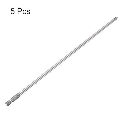HARFINGTON 5pcs #2 Phillips Screwdriver Bit PH2 1/4" Hex Shank 10" (250mm) Long Magnetic S2 Steel Industrial Grade Screw Driver Bit Cross Head Electric Drill Bits 0.197" (5mm) Rod - size: PH2 x 250mm x 5mm