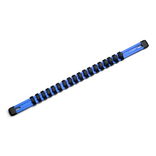 Capri Tools Aluminum Socket Rail, 3/8 in. Drive, 17 in. Long, 18 Socket Clips, Blue - color: Blue, size: 3/8 in. Drive