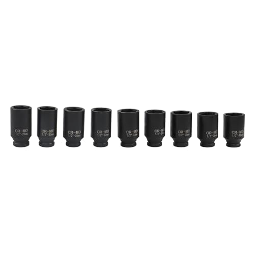 labwork 9Pcs Deep Impact Socket Set 1/2 Inch Drive Metric Axle Hub Nut Socket 29-38mm for Removing and Mounting Axle Nuts