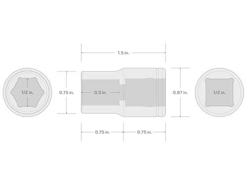 TEKTON 1/2 Inch Drive x 1/2 Inch Shallow 6-Point Socket | SHD22013 - size: 1/2 Inch, style: Shallow