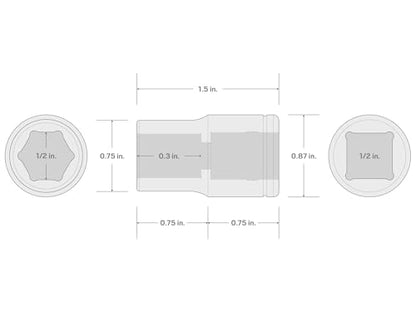 TEKTON 1/2 Inch Drive x 1/2 Inch Shallow 6-Point Socket | SHD22013 - size: 1/2 Inch, style: Shallow