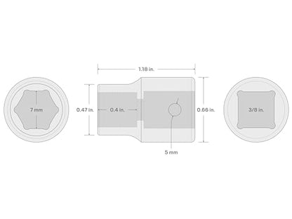 TEKTON 3/8 Inch Drive x 7 mm Shallow 6-Point Impact Socket | SID12107 - size: 7 mm, style: Shallow