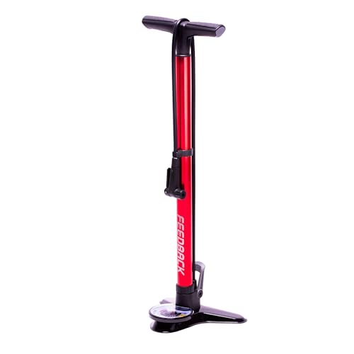 FEEDBACK SPORTS Pneuma CC Compact Charger Floor Pump for Tubeless Tires | Hidden air tank seats tubeless tires with a burst of air; oversized gauge, stable base and accessory storage included