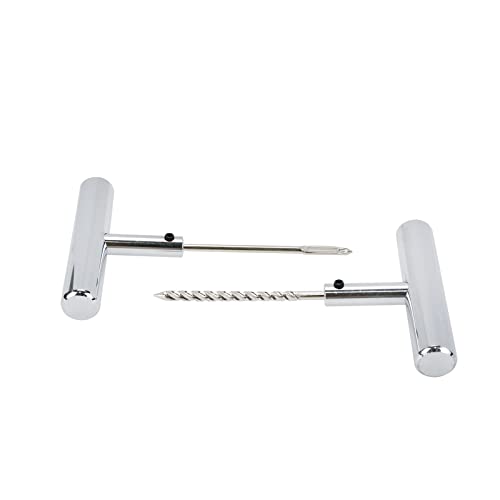 Modengzhe 2 Pcs Tire Repair Puncture Tool Heavy Duty Stanless Steel T-Handle Tire Repair Tool for Automobiles Motorcycles or Bicycles - size: 2 PCS