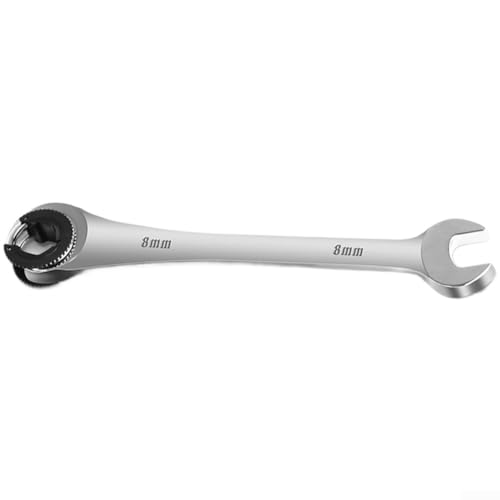 Metric Flare Nut Wrench Ratcheting Spanner Set, 8-19mm Fix Head Open End Wrench, Chrome Vanadium Steel for Automotive Repair and Tight Spaces(8mm) - size: 8mm