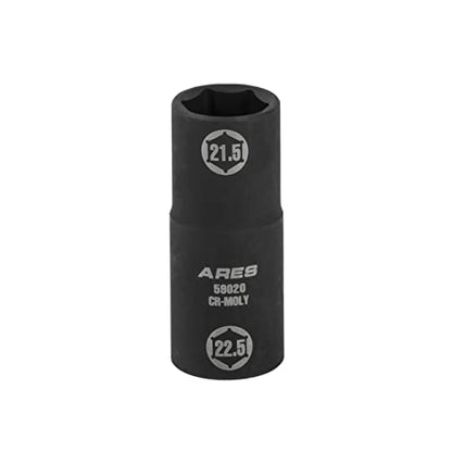 ARES 59020 21.5x22.5mm Half Size Lug Nut Flip Socket - 1/2-In Drive | Removes Warped, Damaged & Bloated Chrome Capped Lug Nuts - size: 21.5 x 22.5mm
