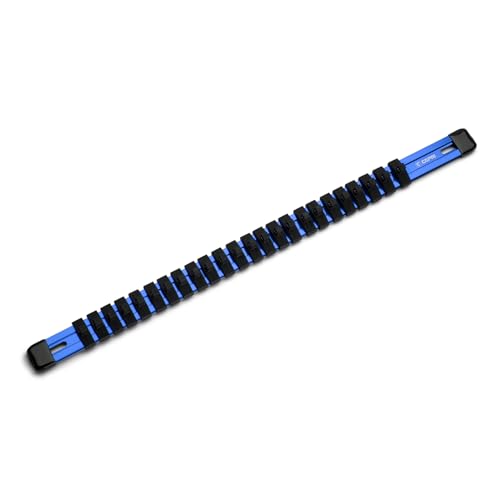 Capri Tools Aluminum Socket Rail, 1/4 in. Drive, 17 in. Long, 24 Socket Clips, Blue - color: Blue, size: 1/4 in. Drive