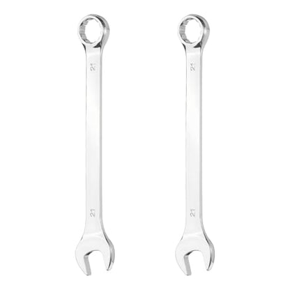 HARFINGTON 2Pcs Combination Wrench 21mm Metric 12-Point Box and Open End 45# Carbon Steel Double Ended Spanner Tool for Automotive Pipe Furniture Machinery DIY Repair, Silver White - size: 21mm