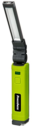POWERSMITH Rechargeable Magnetic Work Light 600 LM Magnetic Light with Flood, Spot, UV Modes, and USB Output (PILB600UV) | 600/200 Lm, 395nm Uv, Foldable and Rotatable, 3.7V 2ah Battery, USB Out 5v/1a, Magnetic Base, 3-4 Hr Run