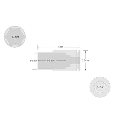 13mm Socket 1/2" Drive Shallow 6 Point CR-MO Metric Impact Socket - size: 13mm, style: 1/2" Drive Standard
