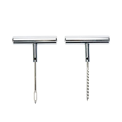 Modengzhe 2 Pcs Tire Repair Puncture Tool Heavy Duty Stanless Steel T-Handle Tire Repair Tool for Automobiles Motorcycles or Bicycles - size: 2 PCS